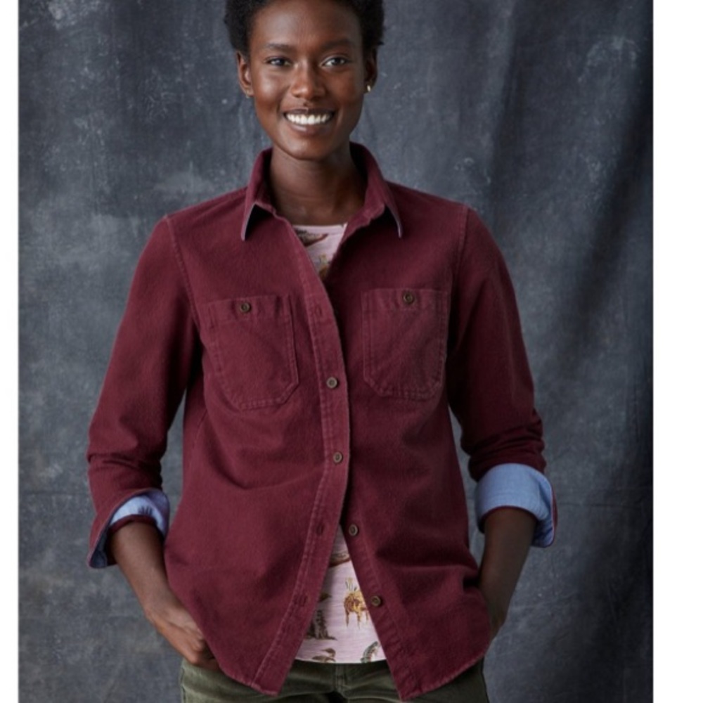 L.L. Bean Heritage Chamoise Flannel Button-down Shirt Plum EUC